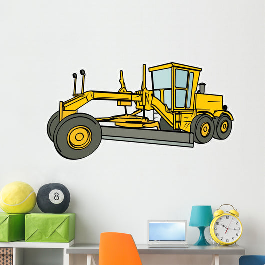 Yellow Motor Grader Wall Decal
