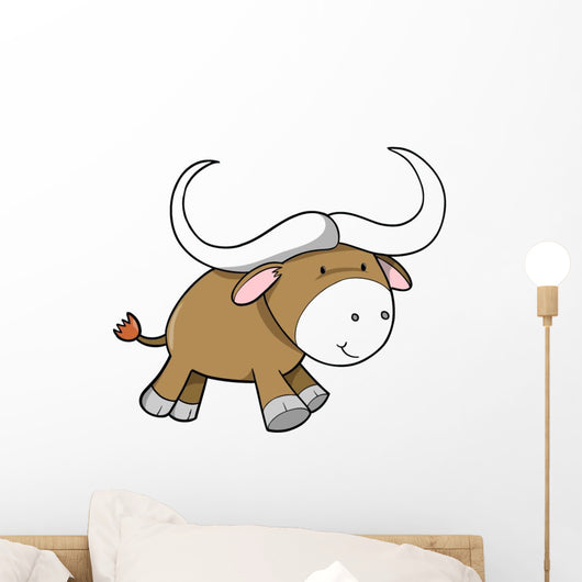 Cute Little Big Horned Ox Wall Decal