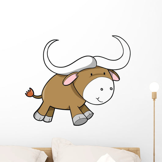 Cute Little Big Horned Ox Wall Decal