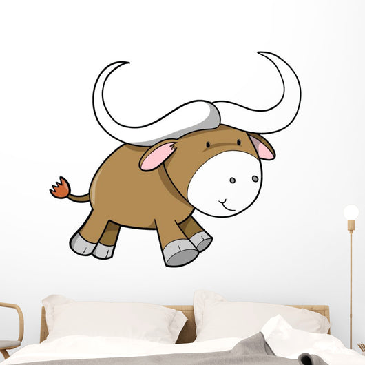 Cute Little Big Horned Ox Wall Decal