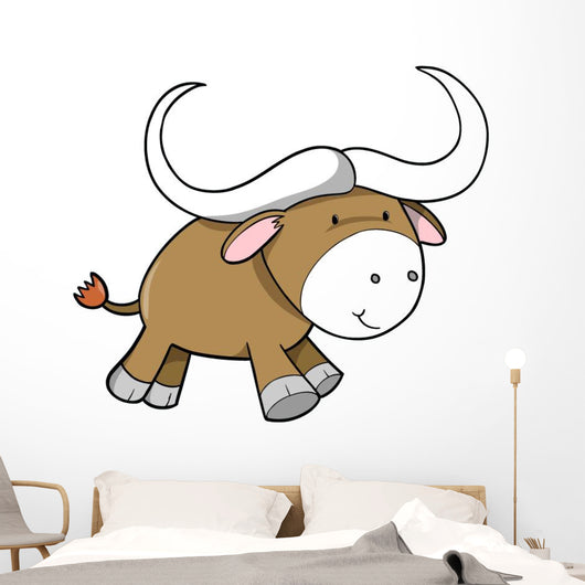 Cute Little Big Horned Ox Wall Decal
