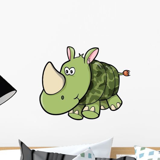 Camouflaged Baby Green Rhino Wall Decal