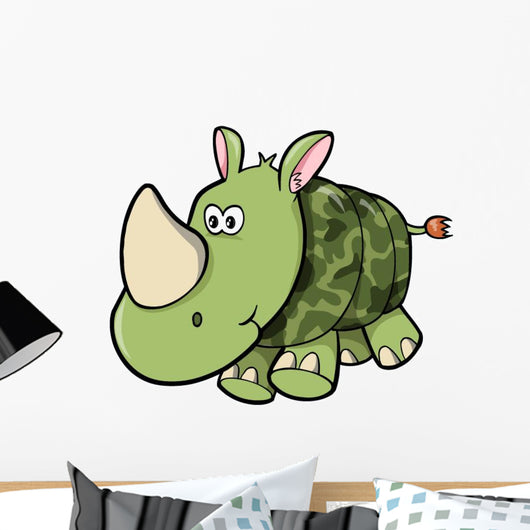 Camouflaged Baby Green Rhino Wall Decal