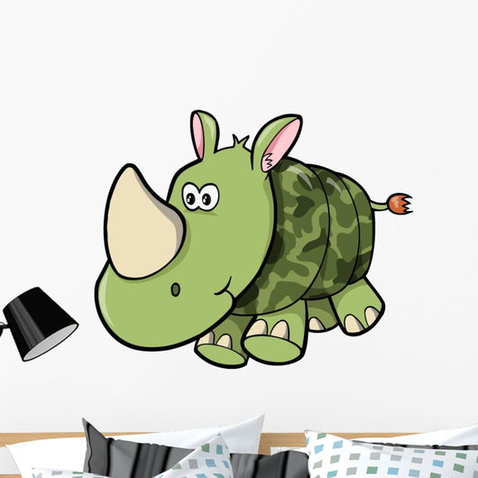 Camouflaged Baby Green Rhino Wall Decal