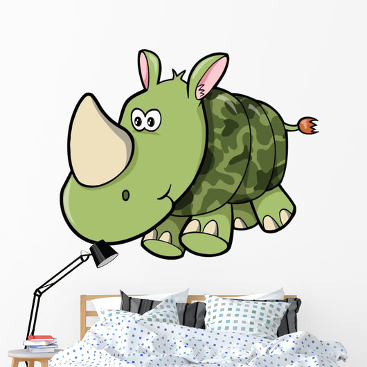 Camouflaged Baby Green Rhino Wall Decal