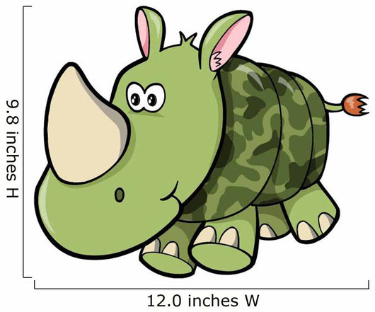 Camouflaged Baby Green Rhino Wall Decal