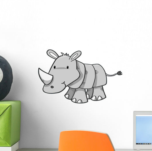 Friendly Grey Rhinoceros Baby Wall Decal