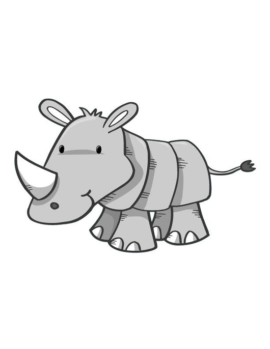 Friendly Grey Rhinoceros Baby Wall Decal