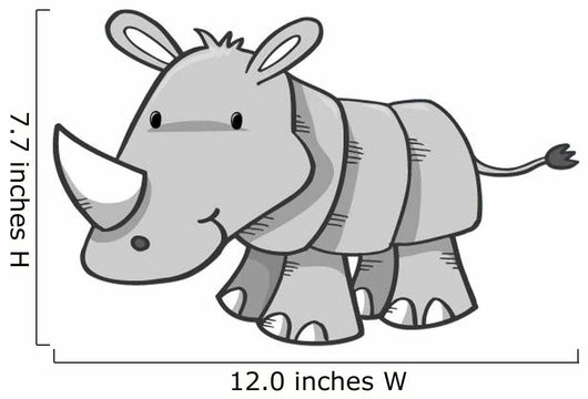 Friendly Grey Rhinoceros Baby Wall Decal