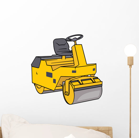 Yellow Road Roller Wall Decal