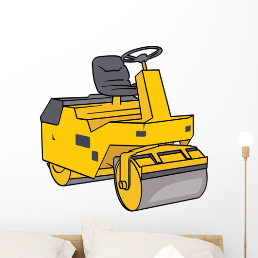 Yellow Road Roller Wall Decal