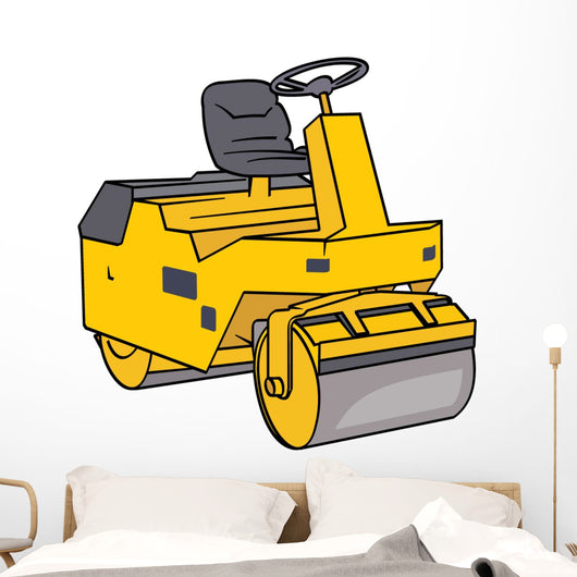 Yellow Road Roller Wall Decal