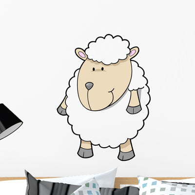 Cute Little Baby Sheep Wall Decal shown on a wall