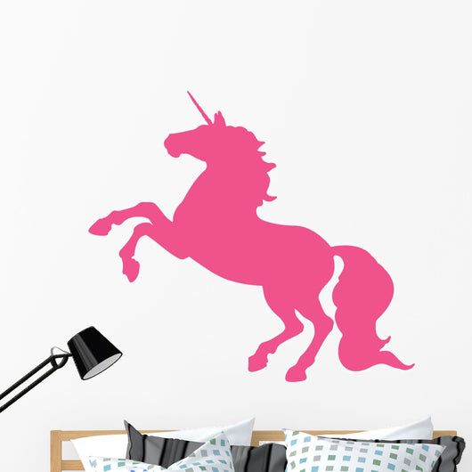 Rearing Hot Pink Unicorn Wall Decal