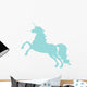 Blue Jumping Unicorn Silhouette Wall Decal