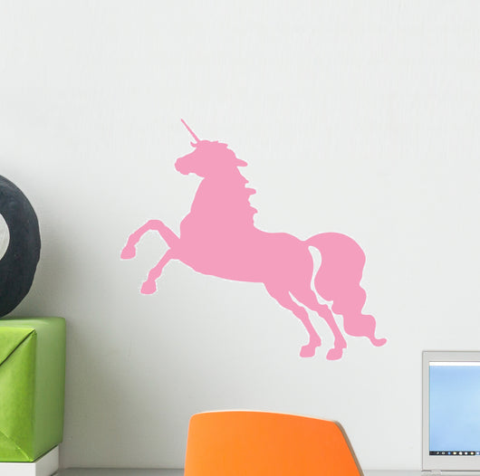 Pink Jumping Unicorn Silhouette Wall Decal