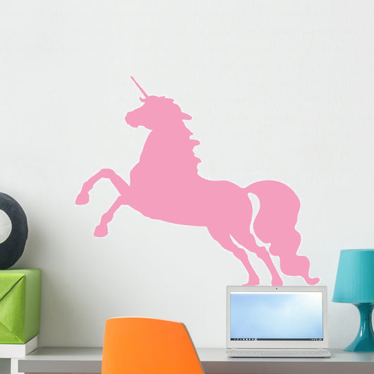 Pink Jumping Unicorn Silhouette Wall Decal
