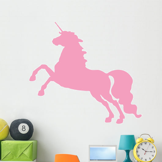 Pink Jumping Unicorn Silhouette Wall Decal