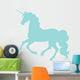 Blue Cantering Unicorn Silhouette Wall Decal