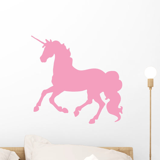 Pink Cantering Unicorn Silhouette Wall Decal