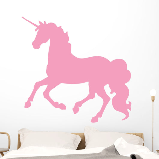 Pink Cantering Unicorn Silhouette Wall Decal