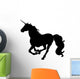Galloping Black Unicorn Silhouette Wall Decal