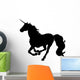 Galloping Black Unicorn Silhouette Wall Decal