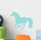 Galloping Blue Unicorn Silhouette Wall Decal