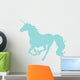 Galloping Blue Unicorn Silhouette Wall Decal