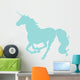 Galloping Blue Unicorn Silhouette Wall Decal