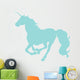 Galloping Blue Unicorn Silhouette Wall Decal