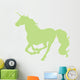 Galloping Green Unicorn Silhouette Wall Decal