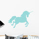 Jumping Blue Unicorn Silhouette Wall Decal