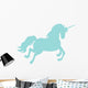 Jumping Blue Unicorn Silhouette Wall Decal
