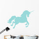 Jumping Blue Unicorn Silhouette Wall Decal