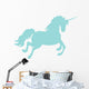 Jumping Blue Unicorn Silhouette Wall Decal