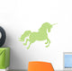 Jumping Green Unicorn Silhouette Wall Decal