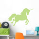 Jumping Green Unicorn Silhouette Wall Decal