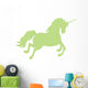 Jumping Green Unicorn Silhouette Wall Decal