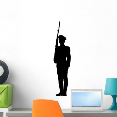 Military Silhouette Wall Decal shown on a wall