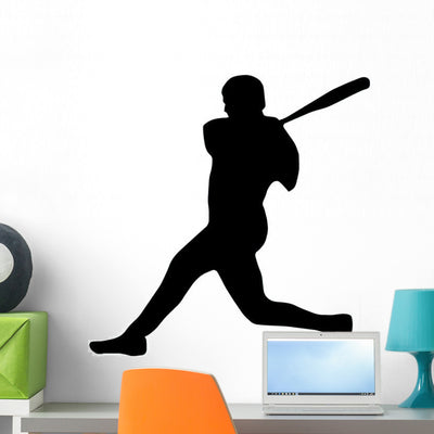 Baseball Silhouette Wall Decal shown on a wall