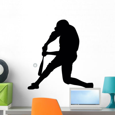 Baseball Silhouette Wall Decal shown on a wall