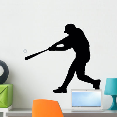 Baseball Silhouette Wall Decal shown on a wall