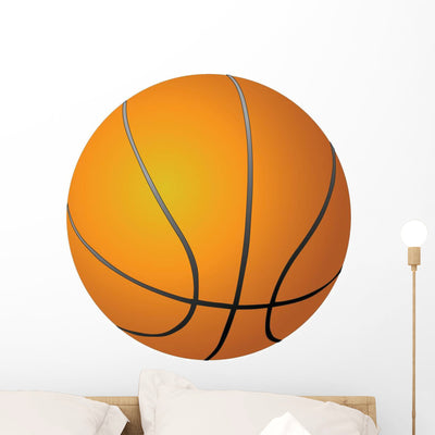 Orange Basketball Cut out Wall Decal shown on a wall