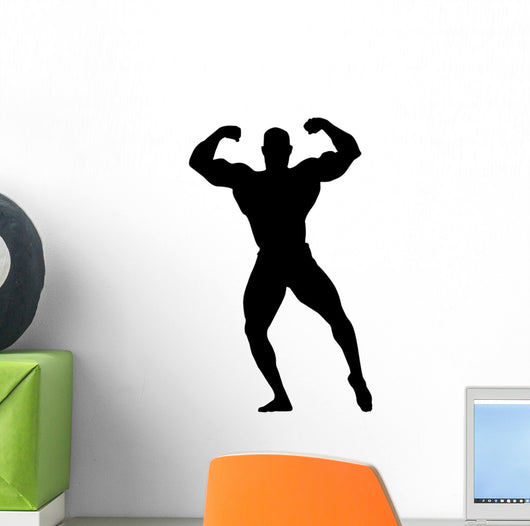 Muscular Body Builder Silhouette Wall Decal