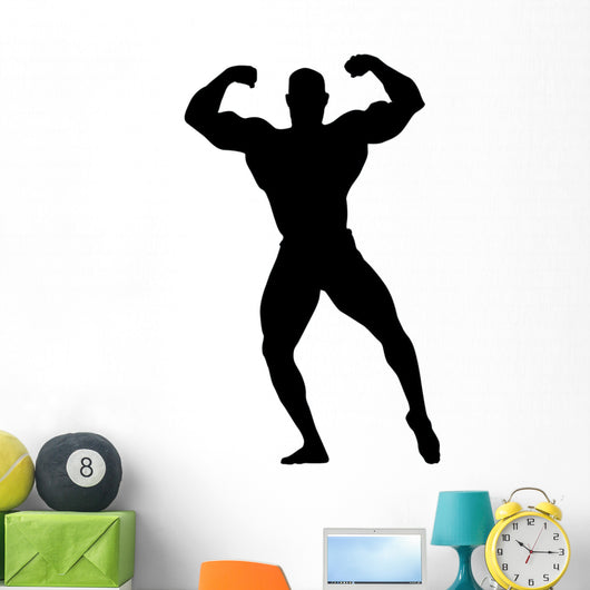 Muscular Body Builder Silhouette Wall Decal