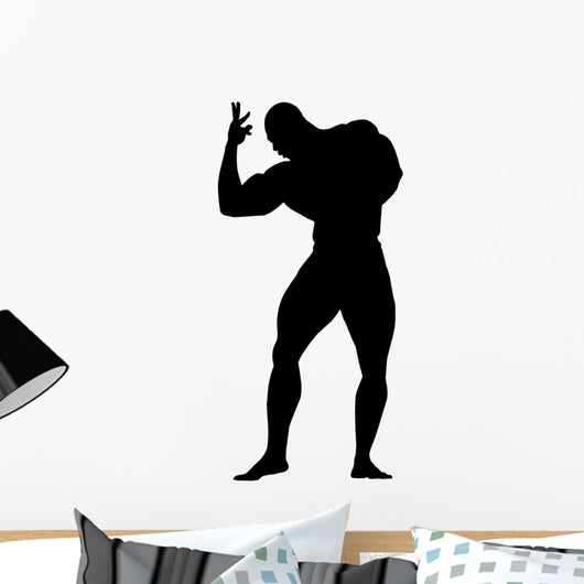 Dramatic Body Builder Silhouette Wall Decal