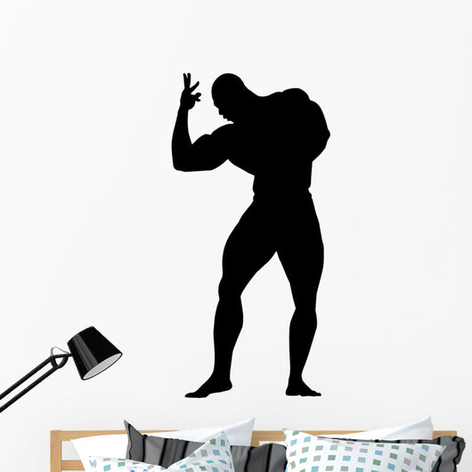 Dramatic Body Builder Silhouette Wall Decal
