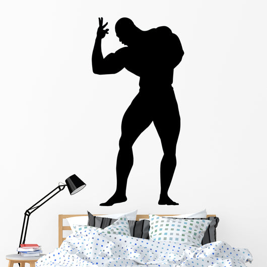 Dramatic Body Builder Silhouette Wall Decal