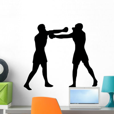 Boxing Silhouette Wall Decal shown on a wall